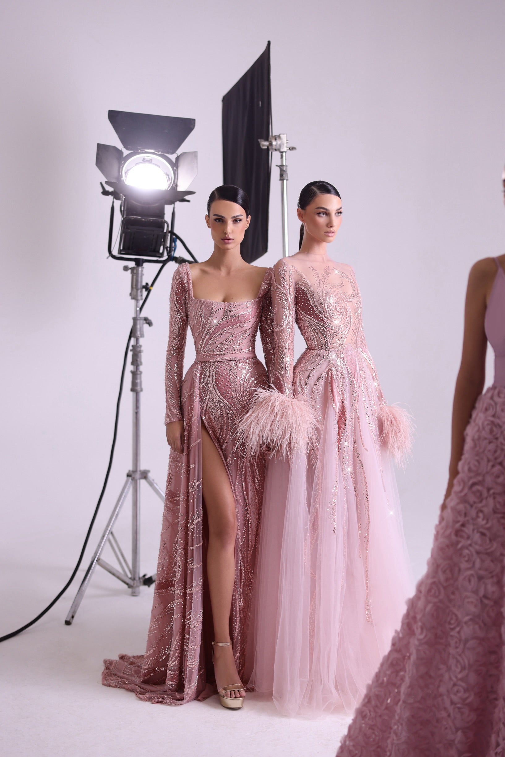 strapless open back dress Pink Tulle Ruffled Hi-Lo Cutout Designer Prom Pageant Dress main image 1
